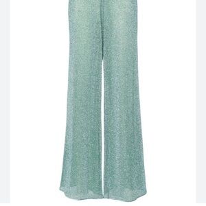 UEC PAROSH aqua green pull on sequin palazzo pants size xs